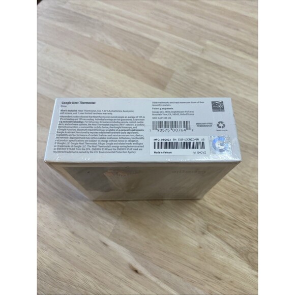 Google Nest Thermostat, BRAND NEW, Sealed GA01334-US Snow - Picture 5 of 6